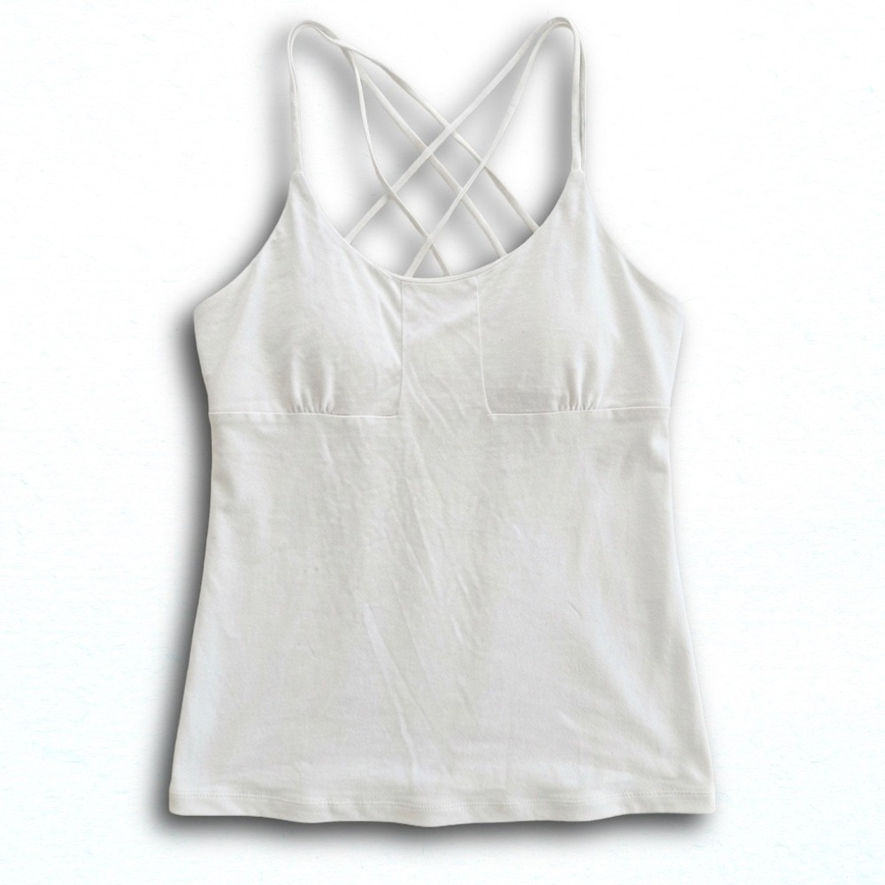 Moda International White Crisscross Back Shelf Bra Cami Tank Top XL